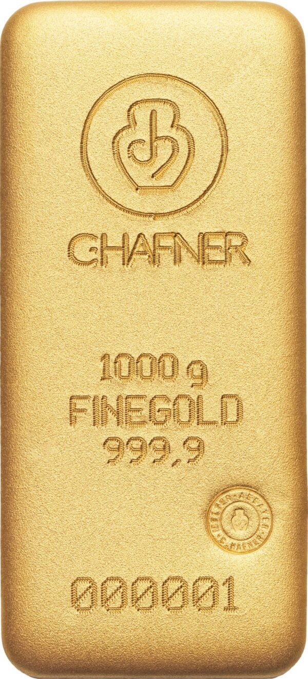 C Hafner 1kg gold cast Bar